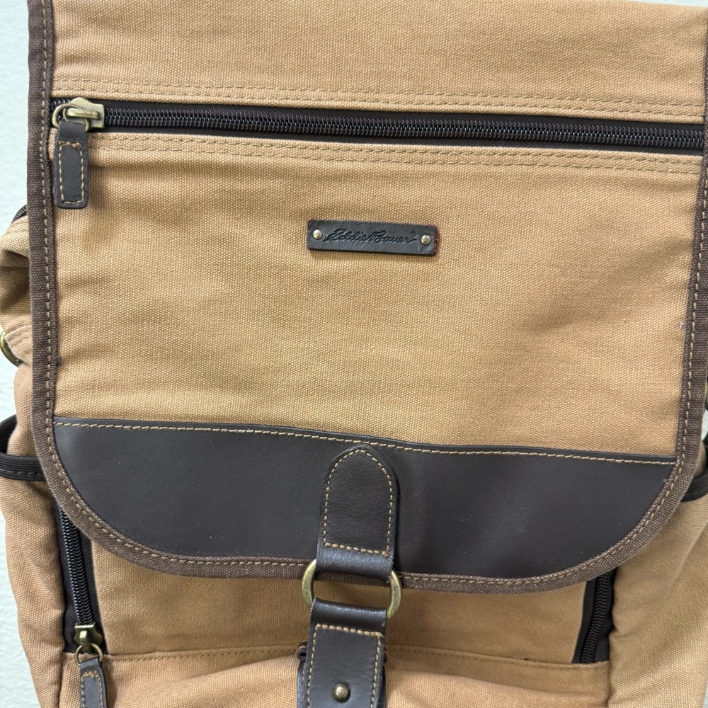 Eddie Bauer Vintage Canvas Messenger Bag Workwear Gorpcore Utility Crossbody Tan